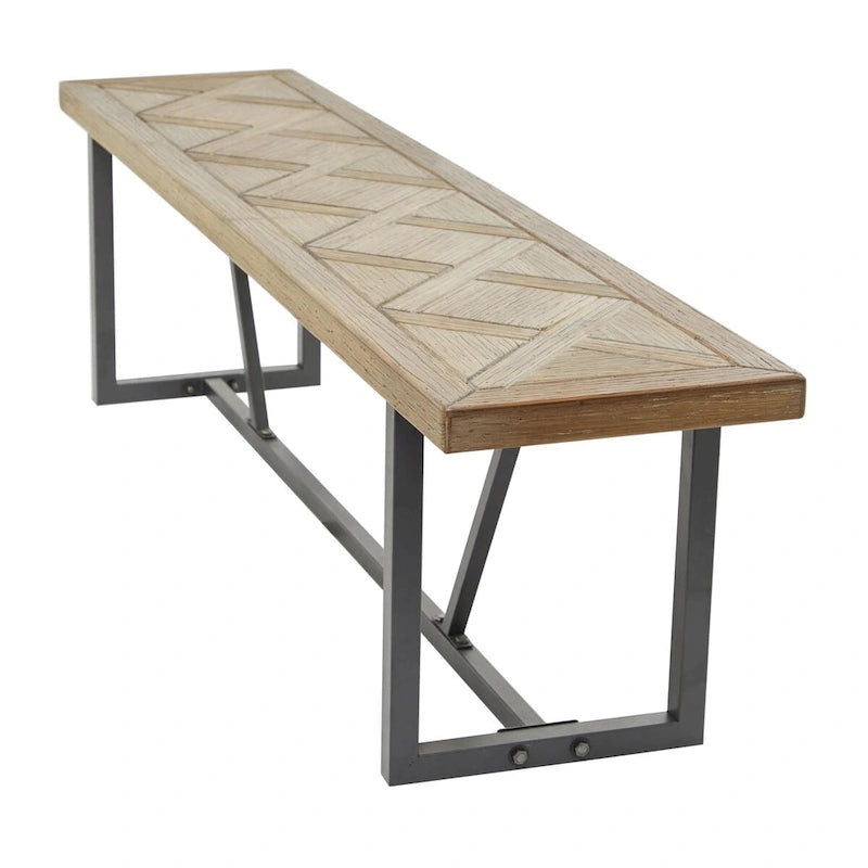 Banc en bois avec base en métal noir