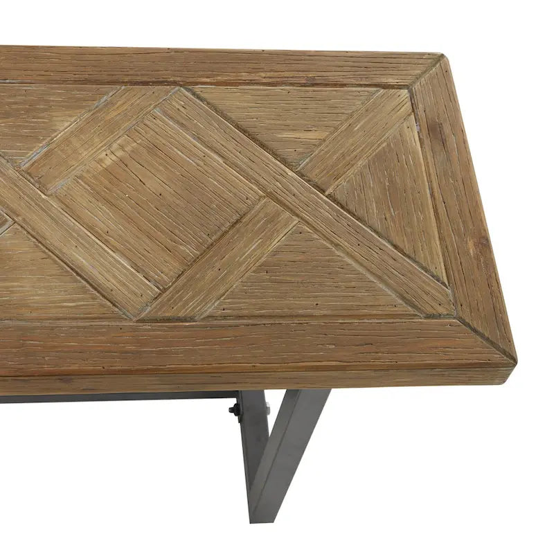 Banc en bois avec base en métal noir