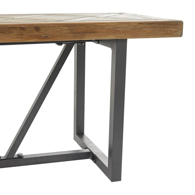 Banc en bois avec base en métal noir