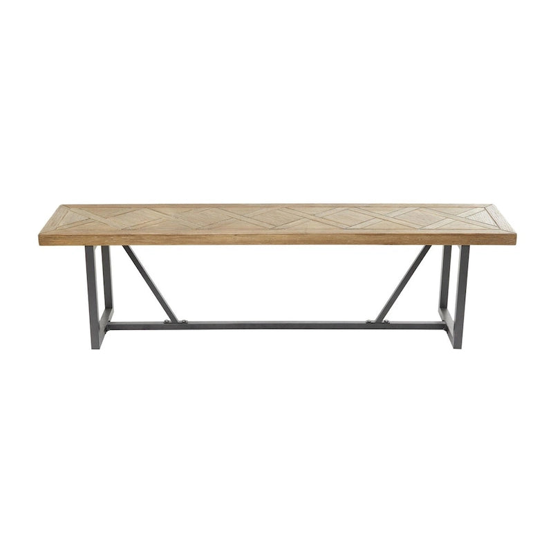 Banc en bois avec base en métal noir