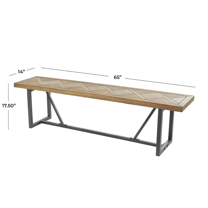 Banc en bois avec base en métal noir