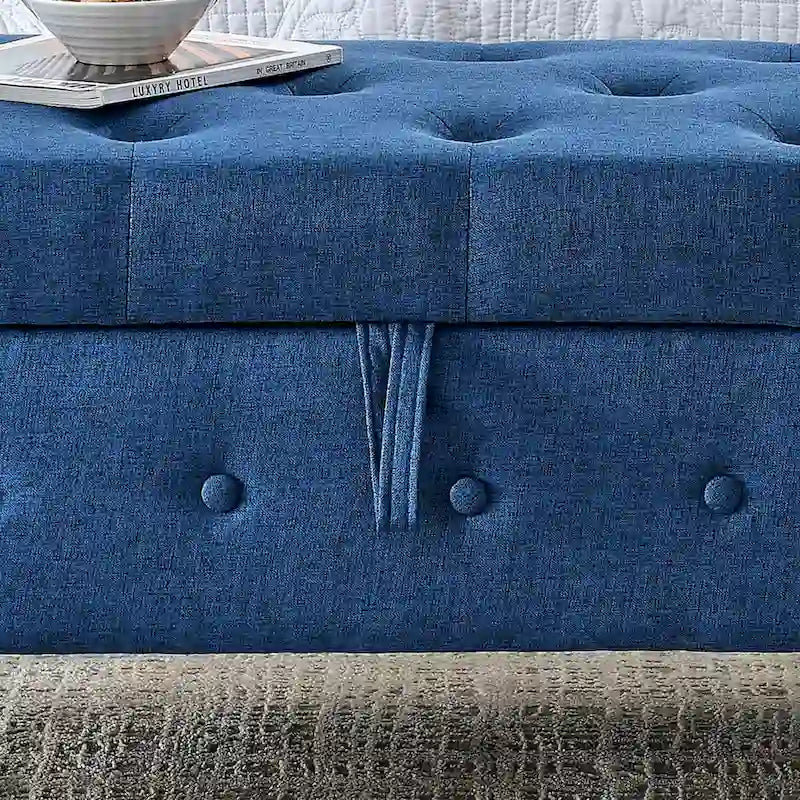 Banc de rangement capitonné à 62 boutons pour chambre à coucher, pouf moderne en tissu, banc de fenêtre, design à accoudoirs roulés pour chambre à coucher