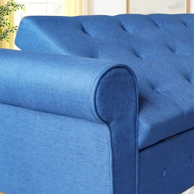 Banc de rangement capitonné à 62 boutons pour chambre à coucher, pouf moderne en tissu, banc de fenêtre, design à accoudoirs roulés pour chambre à coucher