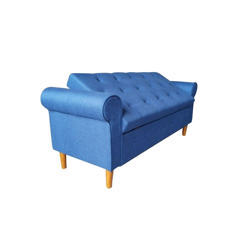 Banc de rangement capitonné à 62 boutons pour chambre à coucher, pouf moderne en tissu, banc de fenêtre, design à accoudoirs roulés pour chambre à coucher