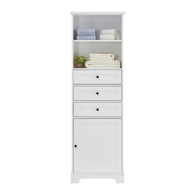 Armoire de rangement haute avec 3 tiroirs et des étagères réglables