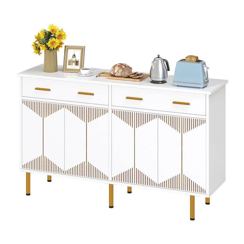 Meubles de rangement/buffet avec 2 grands tiroirs pour cuisine, tables de bar à café en bois